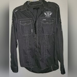 Affliction Black Label Premium Live Fast Embroidered Long Sleeve Large Shirt NWT